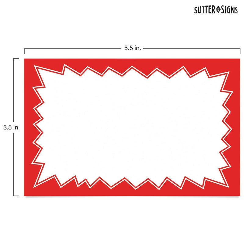 Sutter Signs Sale Signs for Retail Stores 50pcs, 3.5" x 5.5" | Red Starburst Paper Card Price Tags for Yard Sale, Garage Sale - Image 2